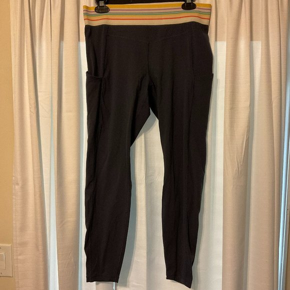 Marine Layer Pants - Marine Layer Weekend Sport Leggings XL Blue Rainbow Trim Tech Pockets